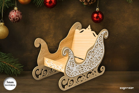 3D Santa Sleigh Laser Cut SVG SvgOcean 