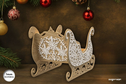 3D Santa Sleigh Laser Cut SVG SvgOcean 
