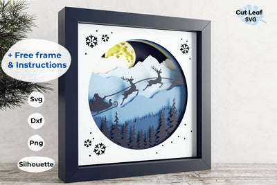 3D Santa svg - Shadow Box svg, Christmas svg, Layered svg, 3d svg, Santa svg 3D Paper CutLeafSvg 