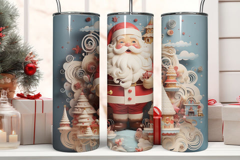 3D Santa Tumbler Wrap | Christmas Sublimation PNG Sublimation B Renee Design 
