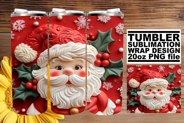 3D Santa Wrap for 20oz Tumblers | Christmas Design Sublimation afrosvg 
