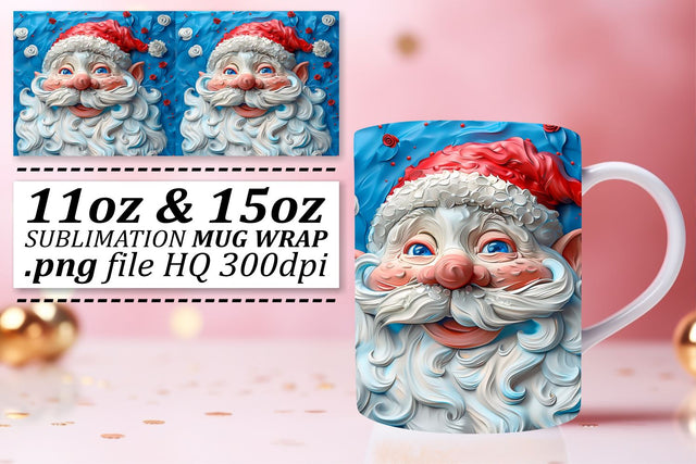 3D Santa Wrap for Tumblers 11oz 15oz Christmas Design Sublimation afrosvg 