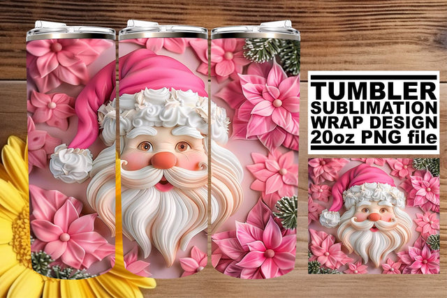 3D Santa Wrap for Tumblers | 20oz Christmas Design Sublimation afrosvg 