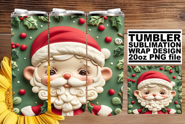 3D Santa Wrap for Tumblers | 20oz Christmas Sublimation Sublimation afrosvg 