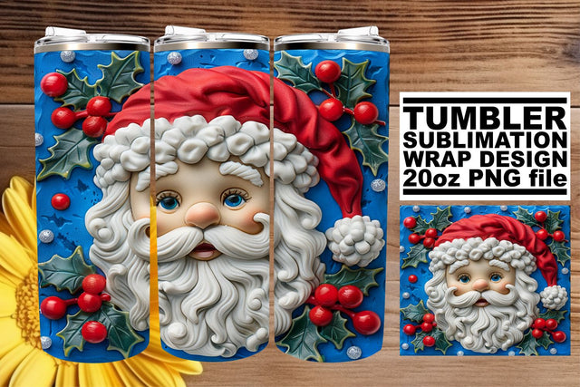 3D Santa Wrap for Tumblers | 20oz Winter Design Sublimation afrosvg 
