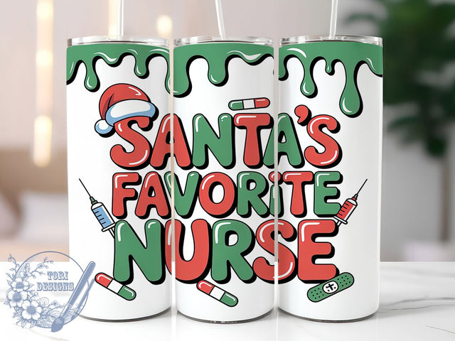 3D Santa’s Favorite Nurse Tumbler, Funny Christmas Sublimation Design, 3D Inflated Puff Art, 20oz Xmas Tumbler, Whimsical Holiday Mug, Stylish Nurse Cup, Bold Christmas Wrap Sublimation ToriDesigns 