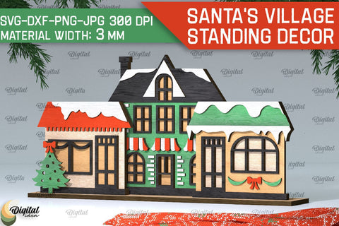 3D Santa's village Laser Cut . Xmas houses stand Decor SVG SVG Evgenyia Guschina 