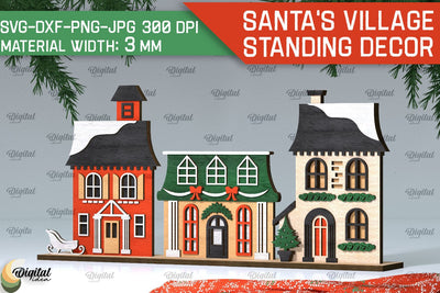 3D Santa's village Laser Cut . Xmas houses stand Decor SVG SVG Evgenyia Guschina 