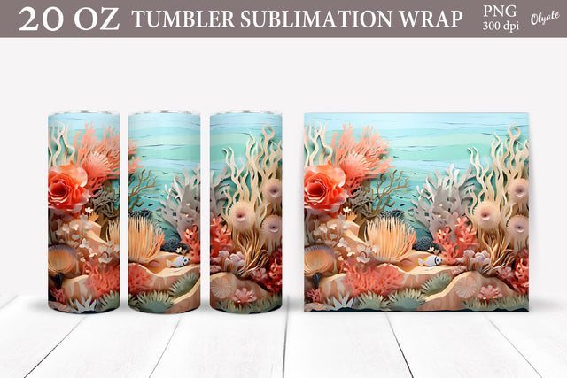 3D Sea Tumbler Sublimation. 20 OZ Tumbler Wrap PNG Sublimation Olga Terlyanskaya 