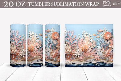3D Sea Tumbler Sublimation PNG. 20 OZ Tumbler Wrap PNG Sublimation Olga Terlyanskaya 