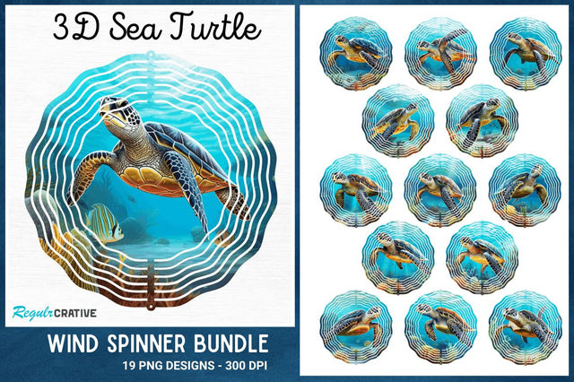 3D Sea Turtle Wind Spinner Sublimation Regulrcrative 