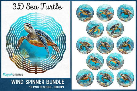 3D Sea Turtle Wind Spinner Sublimation Regulrcrative 