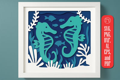 3D Seahorse Shadow Box SVG SVG MD JOYNAL ABDIN 