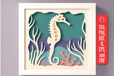 3D Seahorse Shadow Box SVG SVG MD JOYNAL ABDIN 