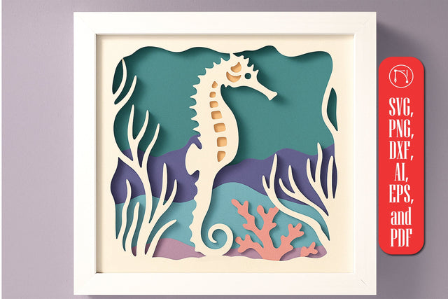 3D Seahorse Shadow Box SVG SVG MD JOYNAL ABDIN 