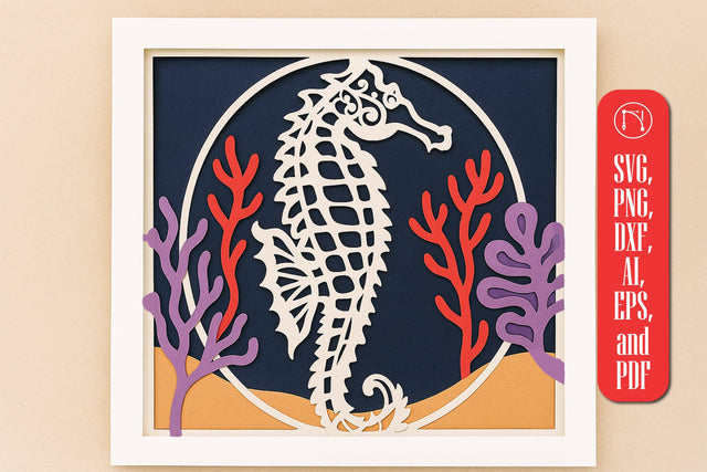 3D Seahorse Shadow Box SVG SVG MD JOYNAL ABDIN 