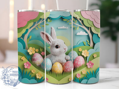 3D Seamless Bunny 20oz Tumbler, 3D Seamless, 20oz Tumbler Wrap, Sublimation PNG, Cute Holiday Cup, Spring Gift, Bunny Sublimation ToriDesigns 