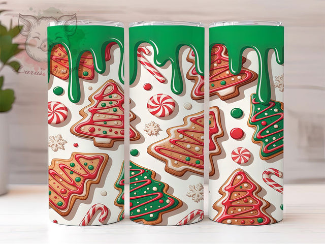 3D Seamless Christmas Tree Cake Tumbler, 3D Christmas Wrap, Inflated Holiday Cake Design, Festive Snack Cup, 20Oz Skinny Tumbler Wrap, Puffy Christmas Mug, Cute Holiday Dessert Sublimation Lara' s Designs 