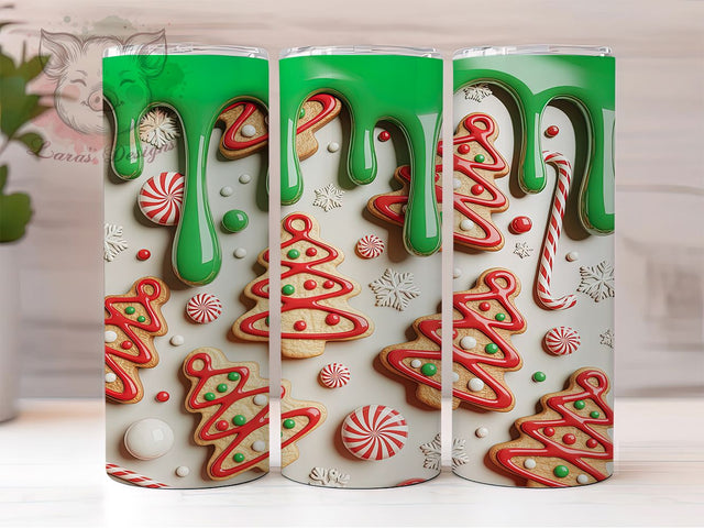 3D Seamless Christmas Tree Cake Tumbler, 3D Christmas Wrap, Inflated Holiday Cake Design, Festive Snack Cup, 20Oz Skinny Tumbler Wrap, Puffy Christmas Mug, Cute Holiday Dessert Sublimation Lara' s Designs 