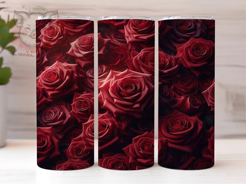 3D Seamless Red Rose Tumbler Wrap, 3D Red Roses Tumbler, Seamless Design, 20oz Wrap, Sublimation Design, Floral Drinkware, Romantic Cup, Flower Decor Sublimation Lara' s Designs 