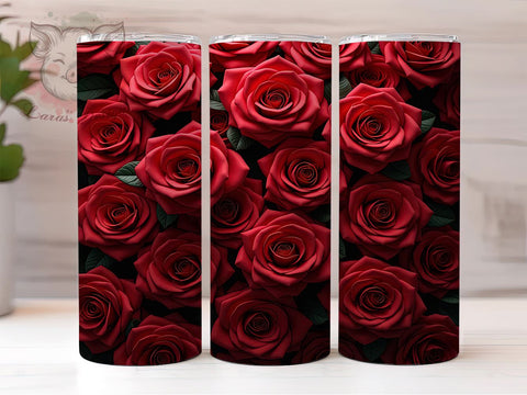 3D Seamless Red Rose Tumbler Wrap, 3D Red Roses Tumbler, Seamless Design, 20oz Wrap, Sublimation Design, Floral Drinkware, Romantic Cup, Flower Decor Sublimation Lara' s Designs 