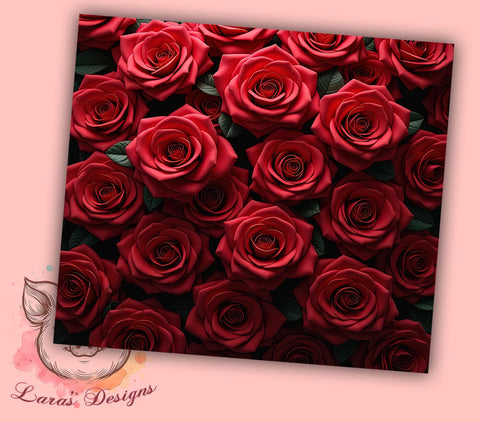 3D Seamless Red Rose Tumbler Wrap, 3D Red Roses Tumbler, Seamless Design, 20oz Wrap, Sublimation Design, Floral Drinkware, Romantic Cup, Flower Decor Sublimation Lara' s Designs 