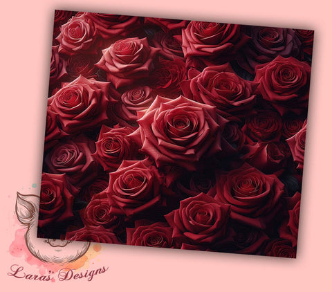 3D Seamless Red Rose Tumbler Wrap, 3D Red Roses Tumbler, Seamless Design, 20oz Wrap, Sublimation Design, Floral Drinkware, Romantic Cup, Flower Decor Sublimation Lara' s Designs 