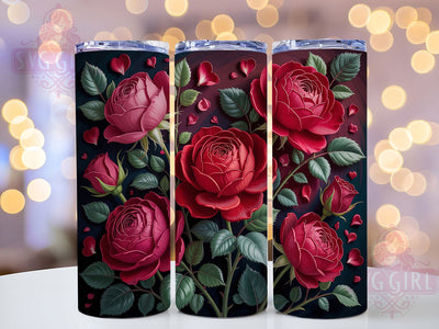3D Seamless Red Roses Tumbler, Red Roses Tumbler, Seamless Floral Wrap, Elegant Rose Wrap, Artistic 3D Wrap, Sublimation Design, Trendy Gift Idea Sublimation SvggirlplusArt 
