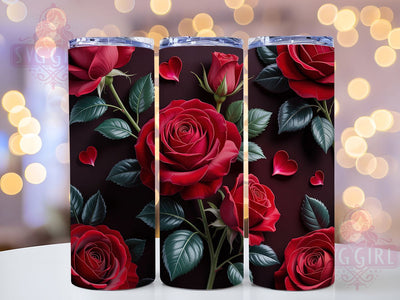 3D Seamless Red Roses Tumbler, Red Roses Tumbler, Seamless Floral Wrap, Elegant Rose Wrap, Artistic 3D Wrap, Sublimation Design, Trendy Gift Idea Sublimation SvggirlplusArt 