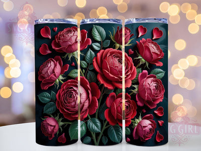 3D Seamless Red Roses Tumbler, Red Roses Tumbler, Seamless Floral Wrap, Elegant Rose Wrap, Artistic 3D Wrap, Sublimation Design, Trendy Gift Idea Sublimation SvggirlplusArt 