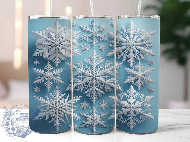 3D Seamless Snowflake Christmas Tumbler, Christmas Snowflakes Wrap, Festive Seamless Sublimation Design, 20oz Holiday Tumbler, Whimsical Snowflake Mug, Elegant Winter Cup, Frosty Christmas Art Sublimation ToriDesigns 