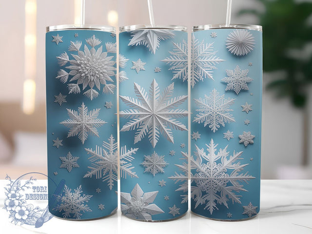 3D Seamless Snowflake Christmas Tumbler, Christmas Snowflakes Wrap, Festive Seamless Sublimation Design, 20oz Holiday Tumbler, Whimsical Snowflake Mug, Elegant Winter Cup, Frosty Christmas Art Sublimation ToriDesigns 