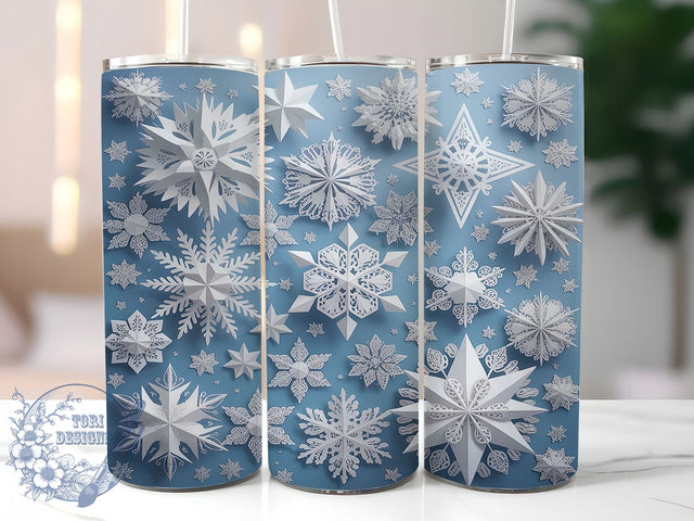 3D Seamless Snowflake Christmas Tumbler, Christmas Snowflakes Wrap, Festive Seamless Sublimation Design, 20oz Holiday Tumbler, Whimsical Snowflake Mug, Elegant Winter Cup, Frosty Christmas Art Sublimation ToriDesigns 