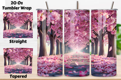 3D Seamless Spring Cherry Tumbler Wrap, Seamless Blossom Avenue, Spring blossom, Cherry wrap, Seamless design, Tumbler art, Blossom avenue, Floral spring, 3D cherry, Spring floral Sublimation FloridPrintables 