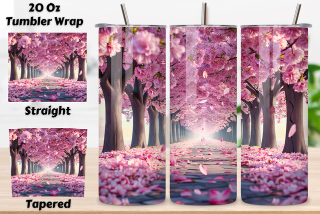 3D Seamless Spring Cherry Tumbler Wrap, Seamless Blossom Avenue, Spring blossom, Cherry wrap, Seamless design, Tumbler art, Blossom avenue, Floral spring, 3D cherry, Spring floral Sublimation FloridPrintables 