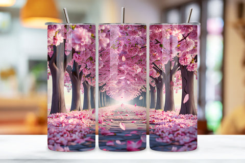 3D Seamless Spring Cherry Tumbler Wrap, Seamless Blossom Avenue, Spring blossom, Cherry wrap, Seamless design, Tumbler art, Blossom avenue, Floral spring, 3D cherry, Spring floral Sublimation FloridPrintables 