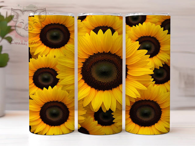 3D Seamless Sunflower Tumbler Wrap, 3D Sunflower Tumbler, Seamless Design, 20oz Wrap, Sublimation Design, Floral Drinkware, Summer Cup, Nature Decor Sublimation Lara' s Designs 