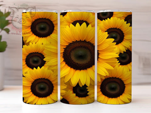 3D Seamless Sunflower Tumbler Wrap, 3D Sunflower Tumbler, Seamless Design, 20oz Wrap, Sublimation Design, Floral Drinkware, Summer Cup, Nature Decor Sublimation Lara' s Designs 