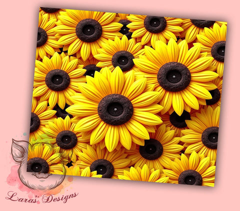 3D Seamless Sunflower Tumbler Wrap, 3D Sunflower Tumbler, Seamless Design, 20oz Wrap, Sublimation Design, Floral Drinkware, Summer Cup, Nature Decor Sublimation Lara' s Designs 