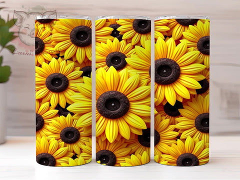 3D Seamless Sunflower Tumbler Wrap, 3D Sunflower Tumbler, Seamless Design, 20oz Wrap, Sublimation Design, Floral Drinkware, Summer Cup, Nature Decor Sublimation Lara' s Designs 