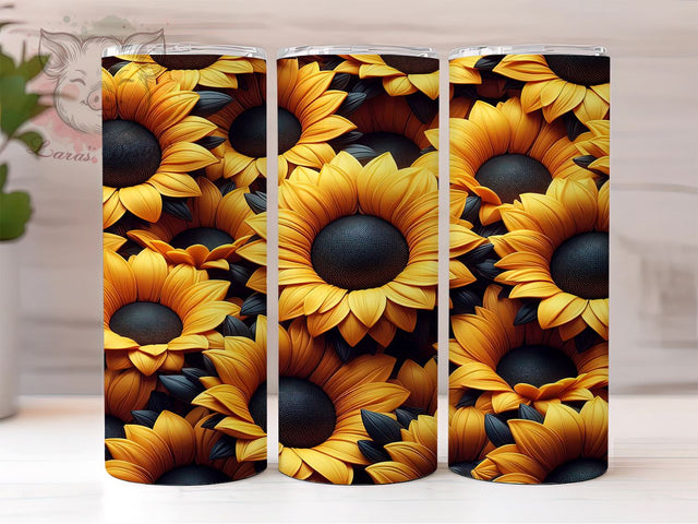 3D Seamless Sunflower Tumbler Wrap, 3D Sunflower Tumbler, Seamless Design, 20oz Wrap, Sublimation Design, Floral Drinkware, Summer Cup, Nature Decor Sublimation Lara' s Designs 