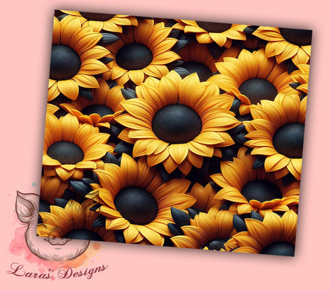 3D Seamless Sunflower Tumbler Wrap, 3D Sunflower Tumbler, Seamless Design, 20oz Wrap, Sublimation Design, Floral Drinkware, Summer Cup, Nature Decor Sublimation Lara' s Designs 