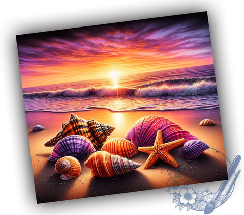 3D Seashells Tumbler, 20oz Tumbler Wrap, Sublimation Design, Beach Tumbler Wrap, Coastal Decor, Digital Download, Ocean Theme Sublimation ToriDesigns 