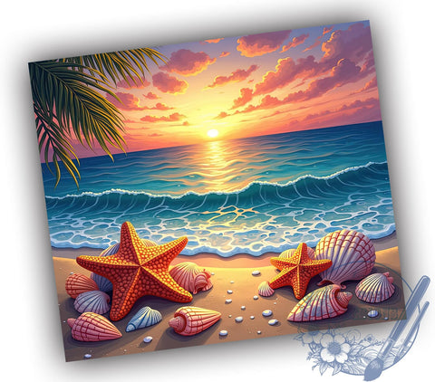 3D Seashells Tumbler, 20oz Tumbler Wrap, Sublimation Design, Beach Tumbler Wrap, Coastal Decor, Digital Download, Ocean Theme Sublimation ToriDesigns 