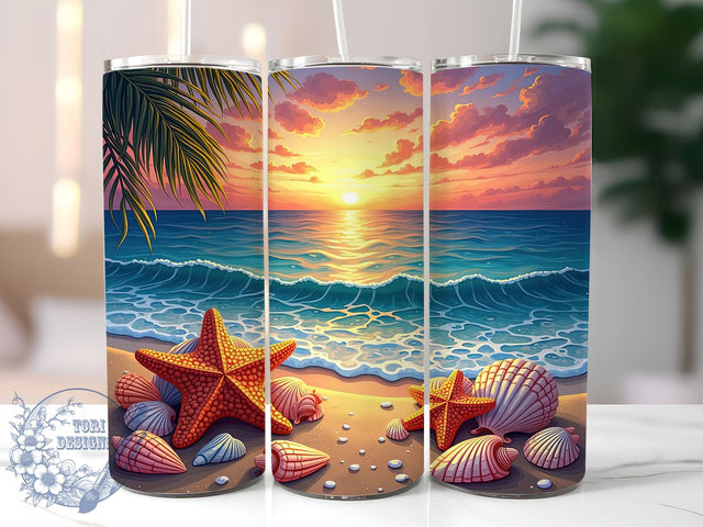 3D Seashells Tumbler, 20oz Tumbler Wrap, Sublimation Design, Beach Tumbler Wrap, Coastal Decor, Digital Download, Ocean Theme Sublimation ToriDesigns 