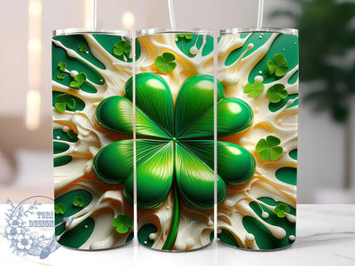3D Shamrock Clover Tumbler, St Patrick’s Tumbler, Stylish 20oz Wrap, Sublimation Design, Trendy Gift Idea, Shamrock Wrap, Lucky Clover Tumbler Sublimation ToriDesigns 