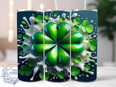 3D Shamrock Clover Tumbler, St Patrick’s Tumbler, Stylish 20oz Wrap, Sublimation Design, Trendy Gift Idea, Shamrock Wrap, Lucky Clover Tumbler Sublimation ToriDesigns 