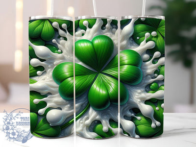 3D Shamrock Clover Tumbler, St Patrick’s Tumbler, Stylish 20oz Wrap, Sublimation Design, Trendy Gift Idea, Shamrock Wrap, Lucky Clover Tumbler Sublimation ToriDesigns 