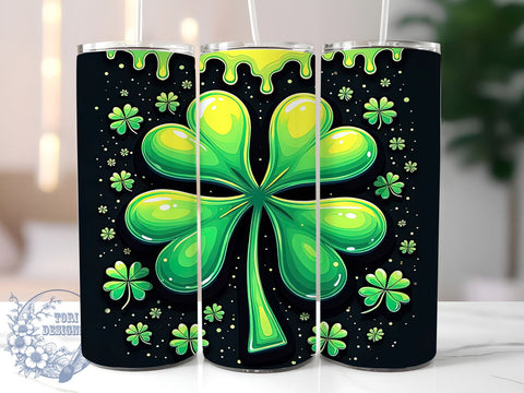 3D Shamrock Tumbler Wrap, St. Patrick's Day Design, Inflated Clover Tumbler, 20oz Sublimation Wrap, Digital Download Tumbler, Irish Holiday Drinkware, Unique Tumbler Art, Festive Shamrock Sublimation ToriDesigns 