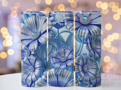3D Silver Disco Daisy Tumbler, 3D Floral Tumbler, Disco Ball Wrap, Sparkling Flower Wrap, Glam Daisy Wrap, Sublimation Design, Trendy Gift Idea Sublimation SvggirlplusArt 